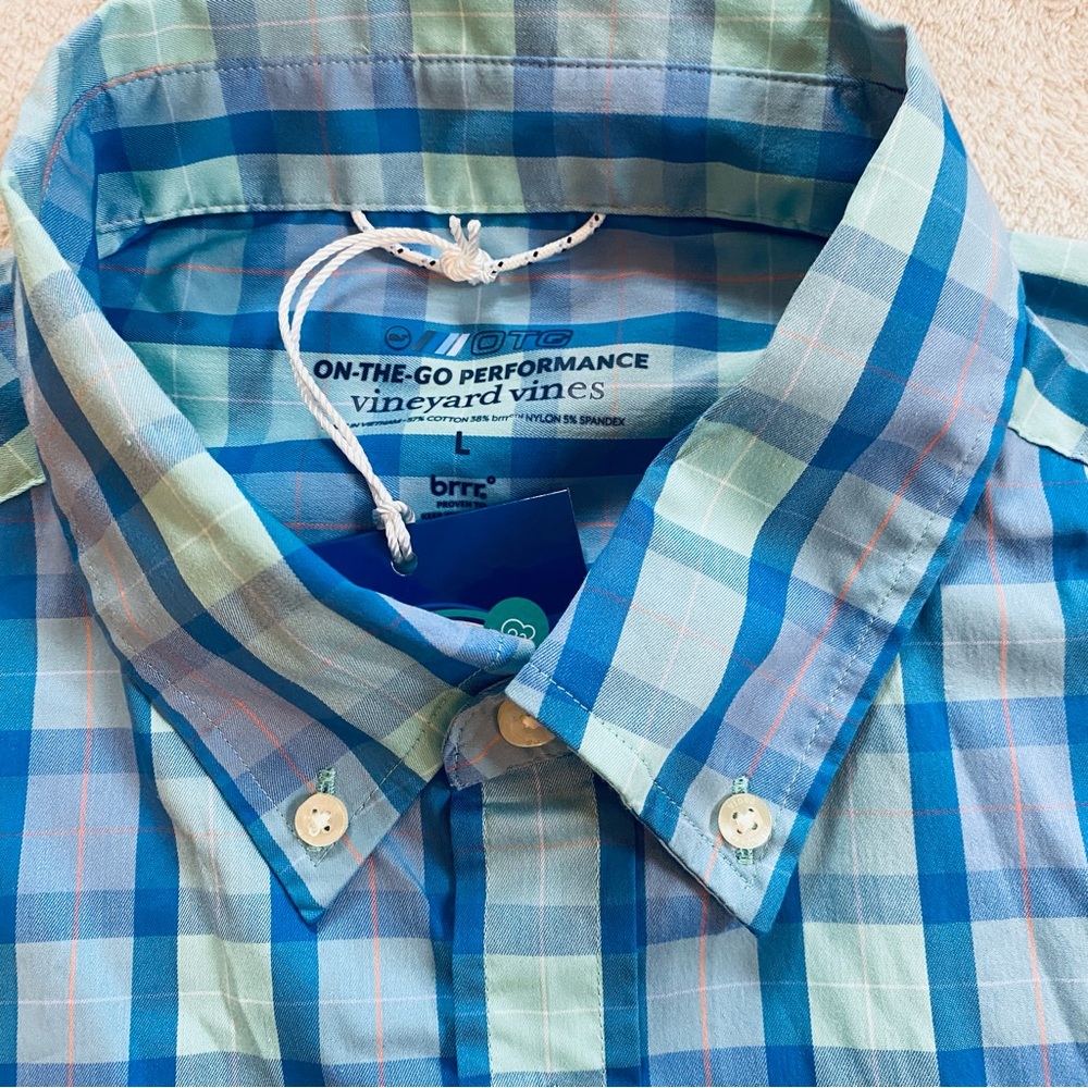 NWT Vineyard Vines men’s On The Go brrr Triple Chill plaid button down Sz L - Picture 2 of 10